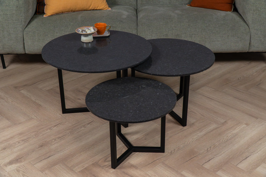 Salontafel Rond Arden Blue Driedelig