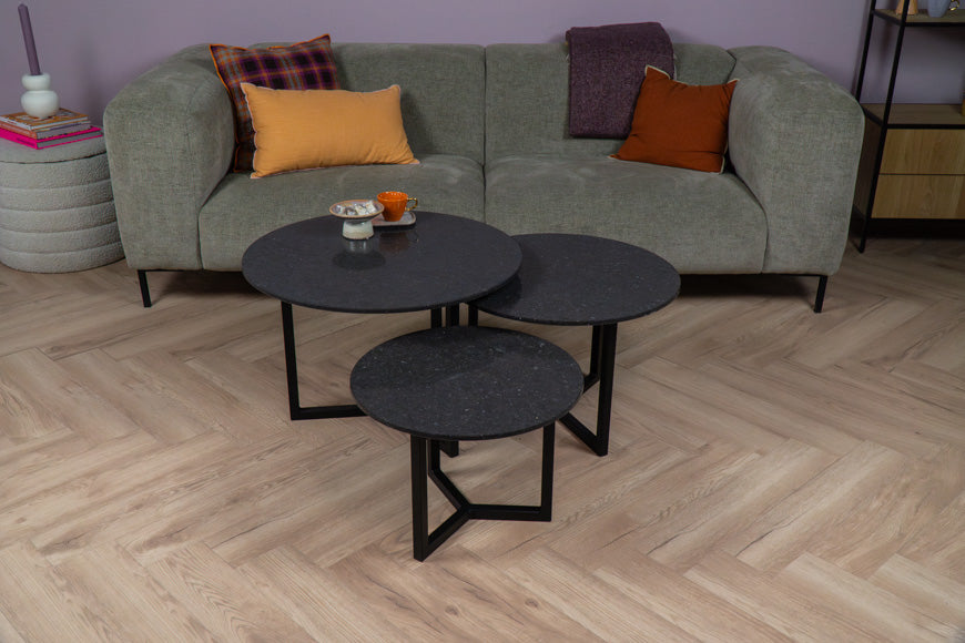 Salontafel Rond Arden Blue Driedelig