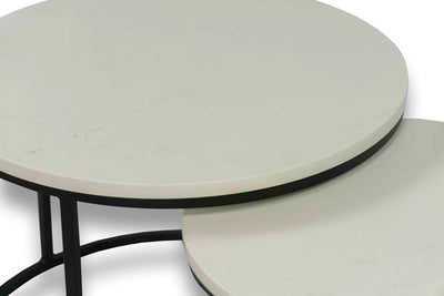 Salontafel set rond Deluxe Aterra Blanca - ⌀ 50 + ⌀ 60 cm