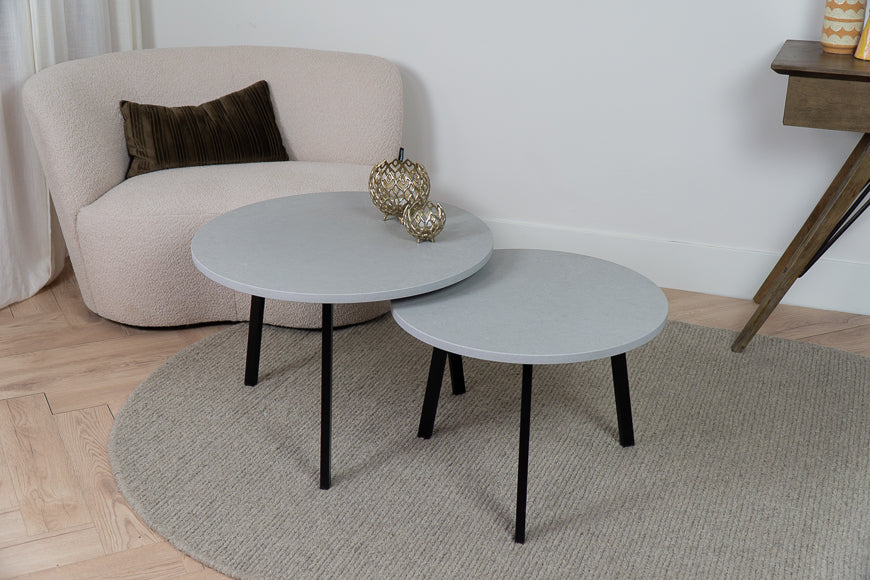 Salontafel Rond Beton Grey Tweedelig
