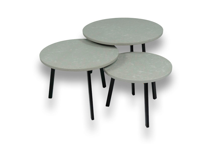 Salontafel Rond Beton Grey Silk Driedelig