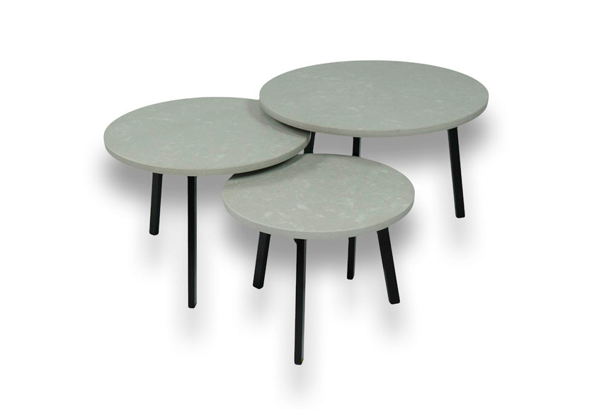 Salontafel Rond Beton Grey Silk Driedelig