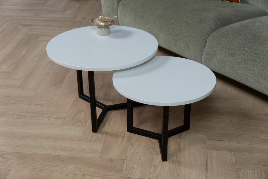 Salontafel Rond Pure White Tweedelig