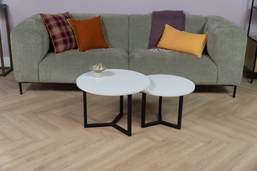 Salontafel Rond Pure White Tweedelig