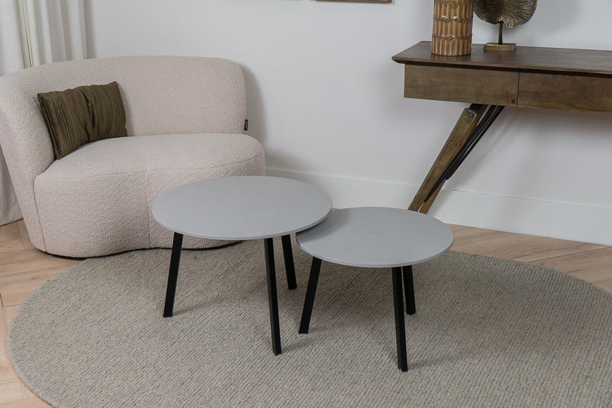 Salontafel Rond Raw Concrete Tweedelig