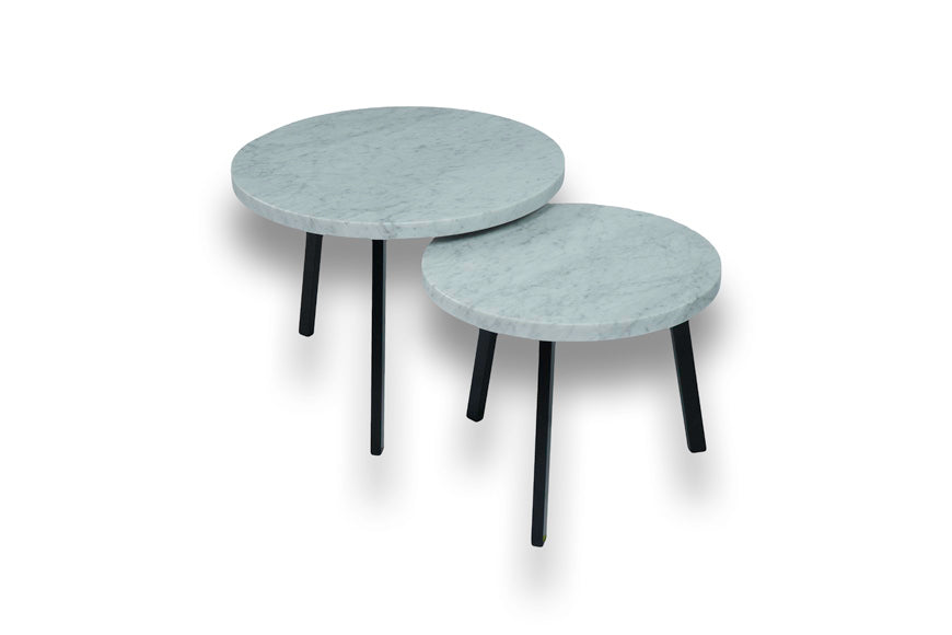 Salontafel Rond Carrara Marmer Tweedelig