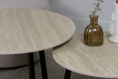 Salontafel Rond Travertino Novi Tweedelig