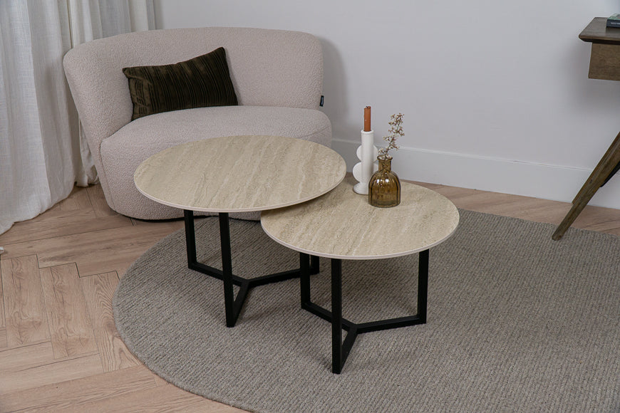 Salontafel Rond Travertino Premium Tweedelig