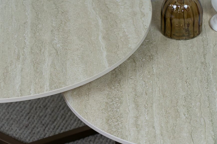 Salontafel Rond Travertino Premium Tweedelig