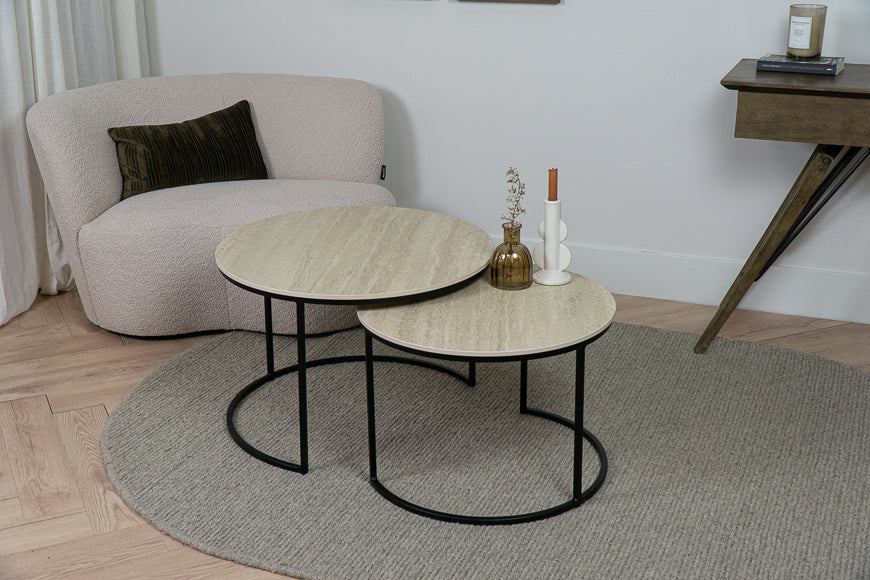 Salontafel Rond Travertino Deluxe Tweedelig