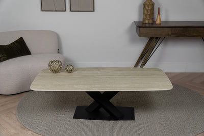 Salontafel Deens Ovaal Travertino V-poot