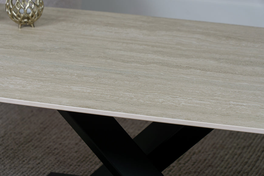 Salontafel Deens Ovaal Travertino V-poot