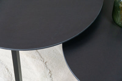 Salontafel Rond Dekton Houtlook grijs Tweedelig