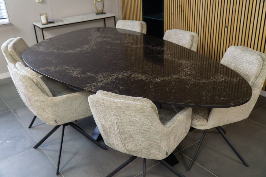 Eettafel Kiezelvorm Vanilla Noir Matrix