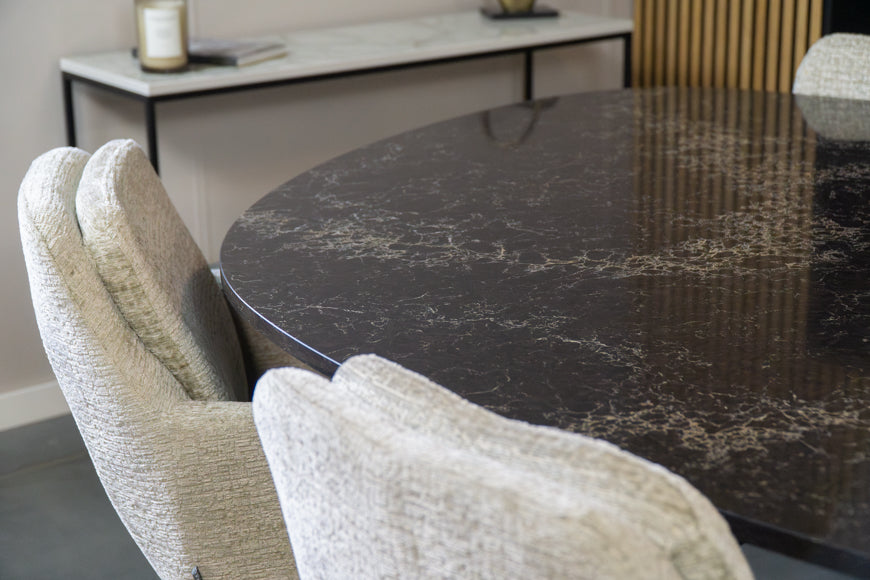 Eettafel Kiezelvorm Vanilla Noir Matrix