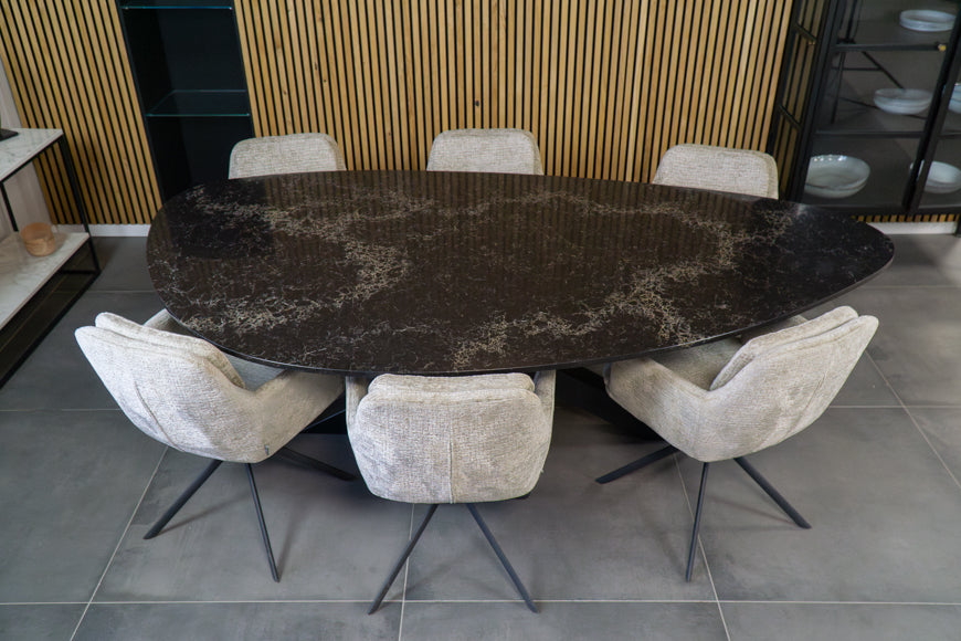 Eettafel Kiezelvorm Vanilla Noir Matrix