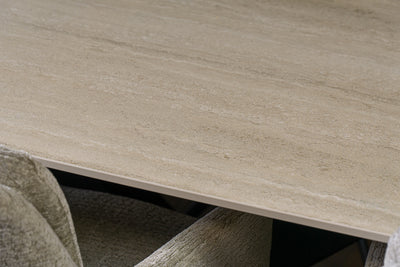 Eettafel Deens Ovaal Travertino V-poot