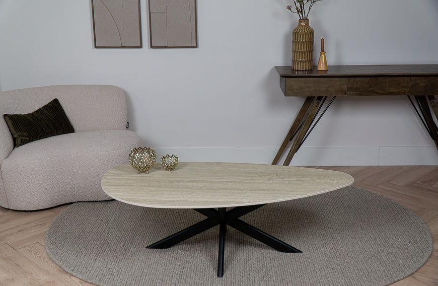 Salontafel Kiezelvorm Travertino