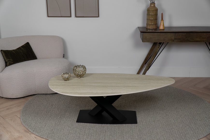 Salontafel Kiezelvorm Travertino