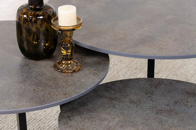 Salontafel Rond Iron Copper Driedelig