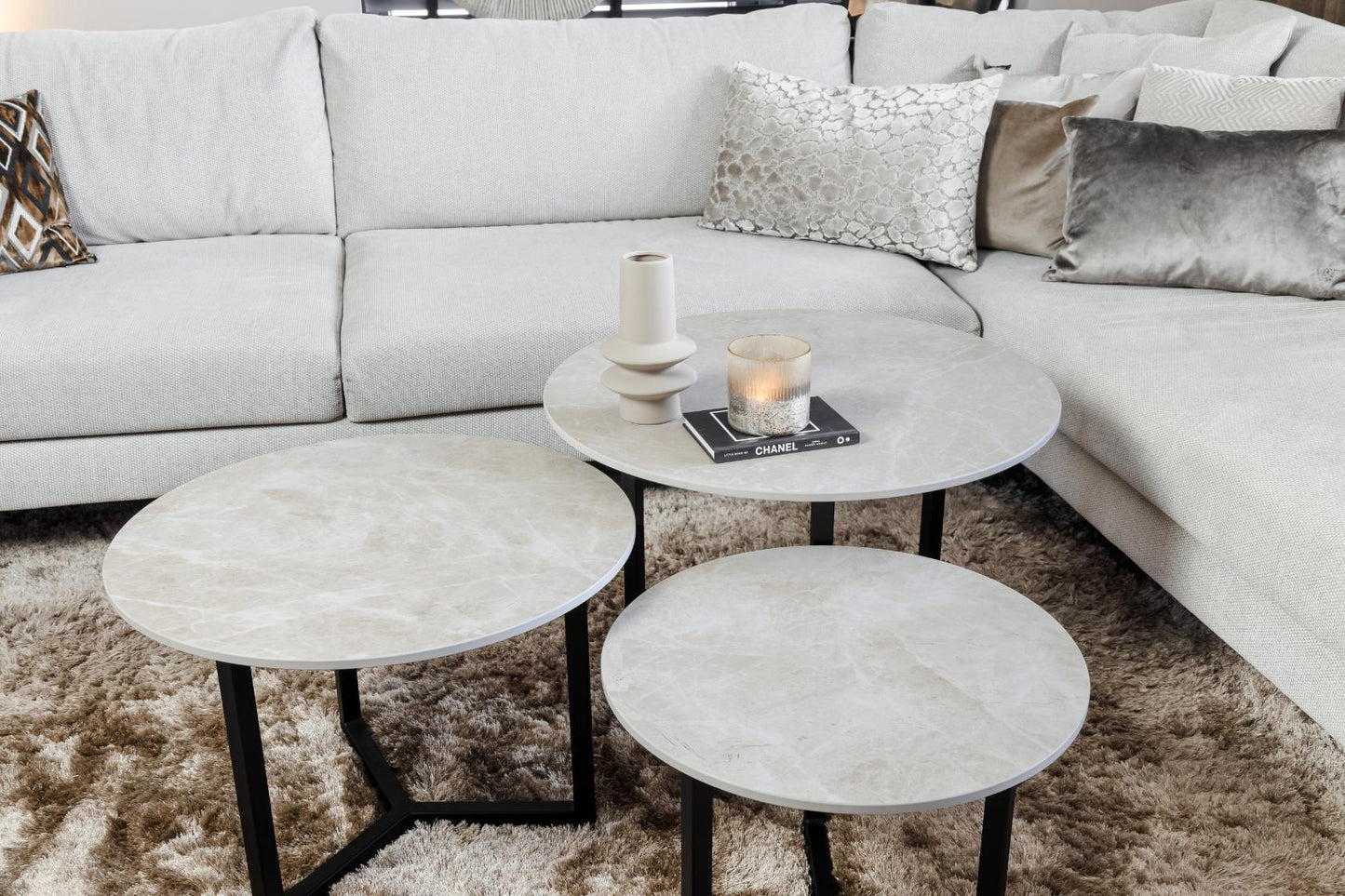 Salontafel Rond Fume Premium Driedelig