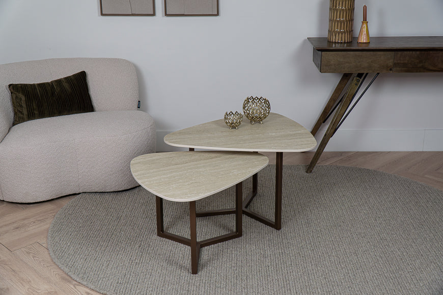 Salontafel Organisch Travertino Tweedelig