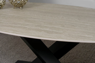 Salontafel Ovaal Travertino V-poot