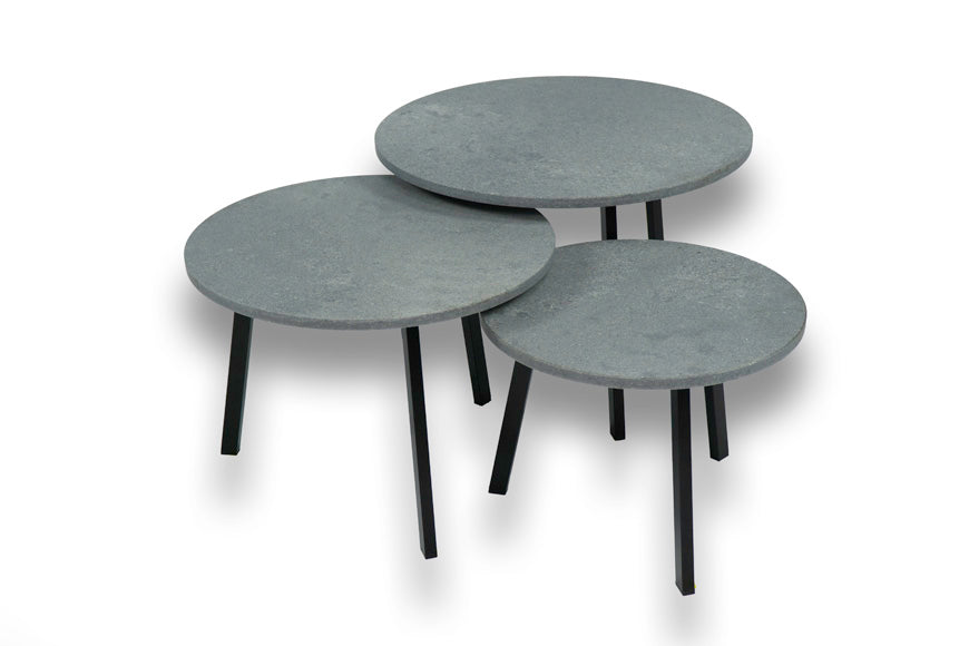 Salontafel Rond Rugged Concrete Driedelig