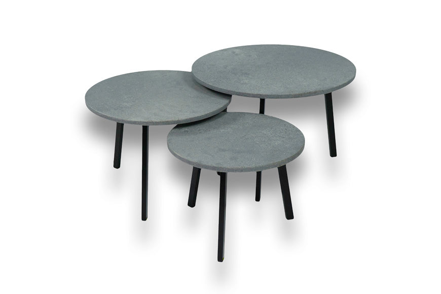 Salontafel Rond Rugged Concrete Driedelig