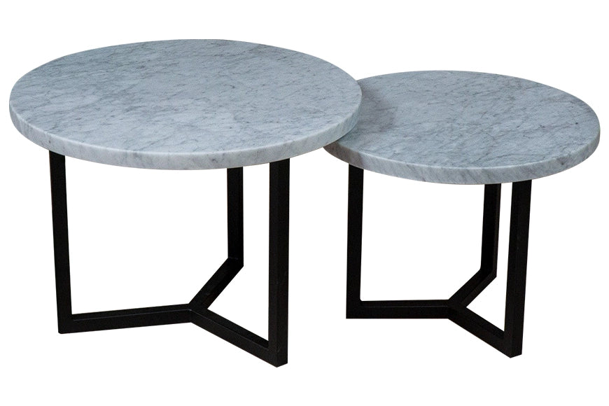 Salontafel Rond Carrara Marmer Tweedelig