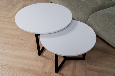 Salontafel set rond Premium Blanco Zeus - ⌀ 60 + ⌀ 70 cm