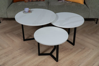 Salontafel Rond Calacatta Gold Driedelig