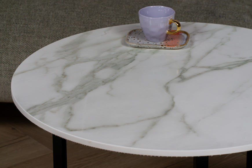 Salontafel Rond Calacatta Silk Driedelig