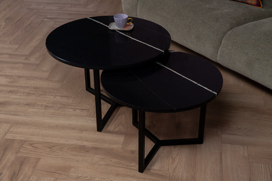 Salontafel set rond Premium Et. Noir - ⌀ 60 + ⌀ 70 cm