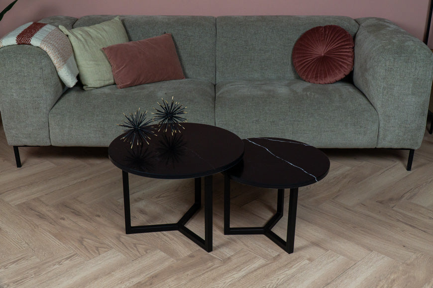Salontafel Rond Venatino Marquina Tweedelig