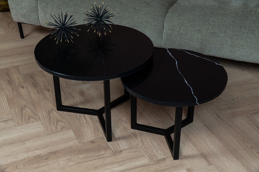 Salontafel Rond Venatino Marquina Tweedelig