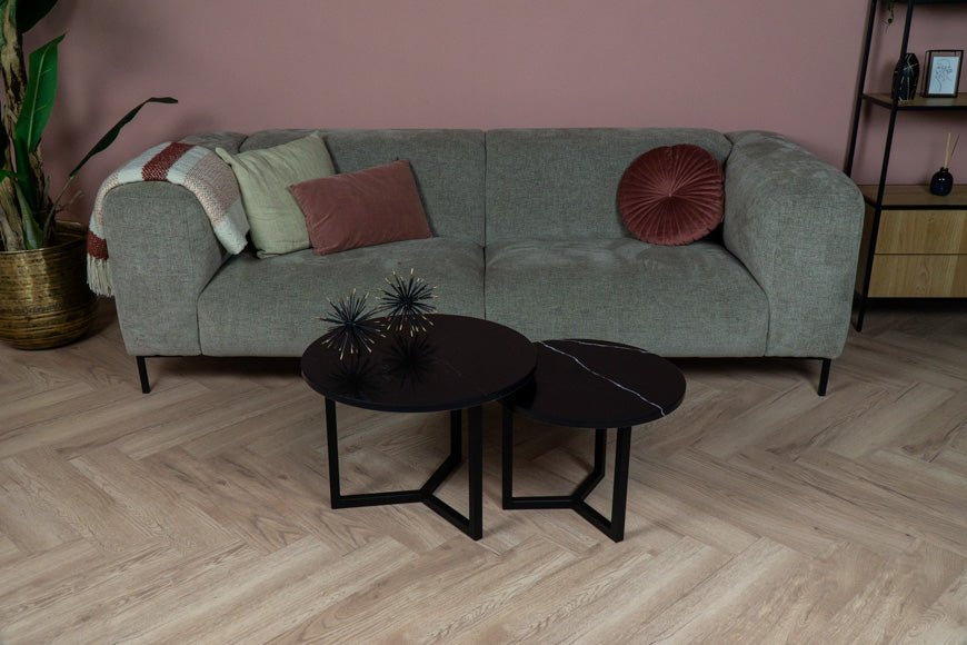 Salontafel Rond Venatino Marquina Tweedelig