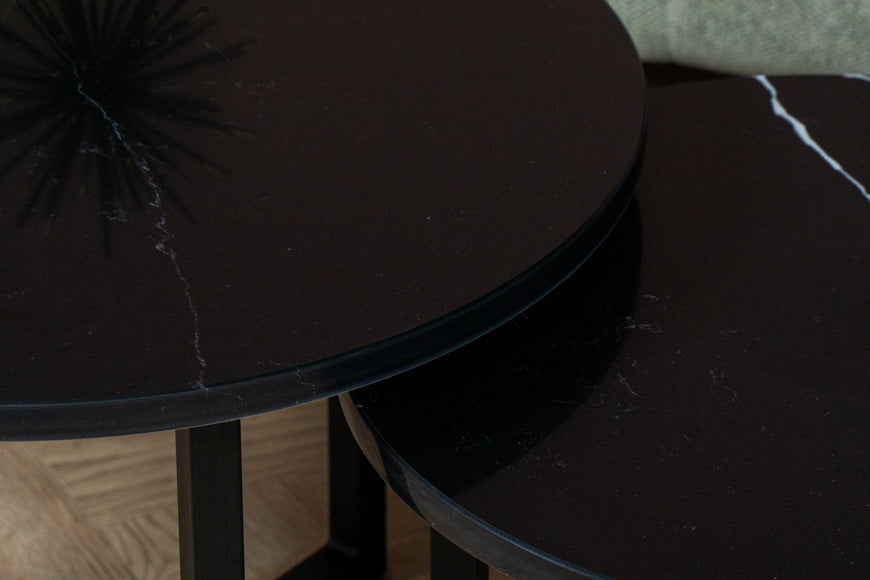Salontafel Rond Venatino Marquina Tweedelig