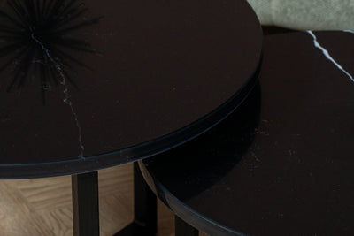 Salontafel Rond Venatino Marquina Tweedelig