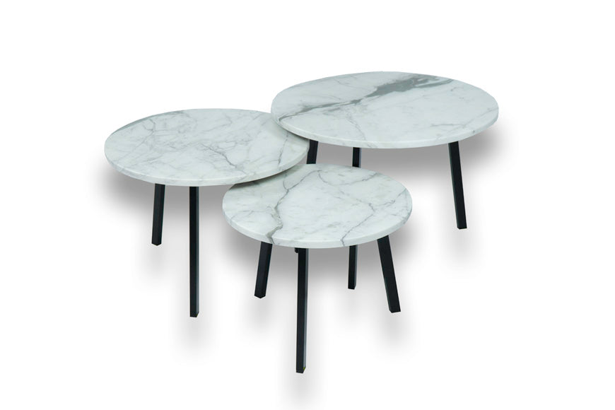 Salontafel Rond Statuario Marmer Driedelig