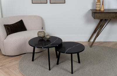 Salontafel Rond Venatino Marquina Tweedelig