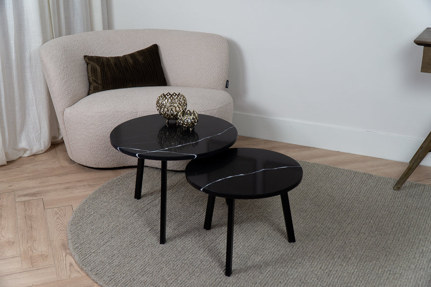 Salontafel Rond Venatino Marquina Tweedelig