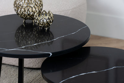 Salontafel Rond Venatino Marquina Tweedelig