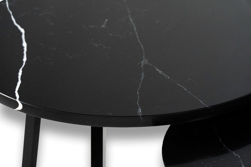 Salontafel Rond Venatino Marquina Tweedelig