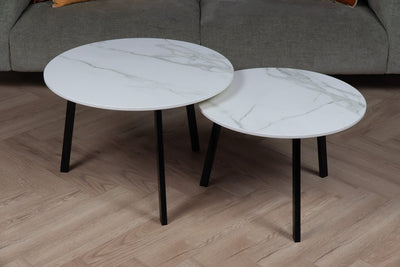 Salontafel Rond Calacatta Silk Tweedelig