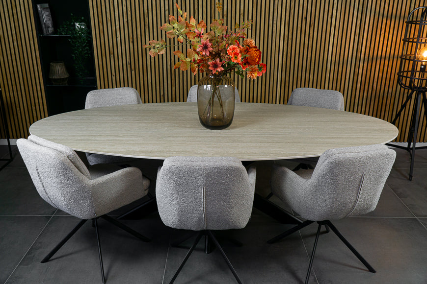 Eettafel Ovaal Travertino Matrix