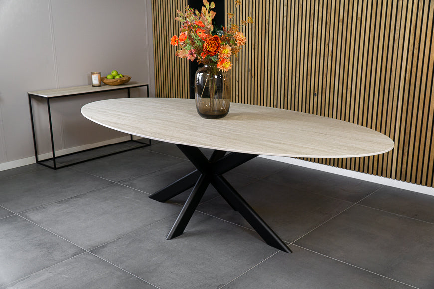 Eettafel Ovaal Travertino Matrix