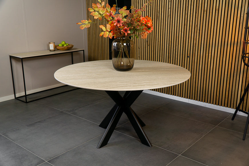 Eettafel Rond Travertino Matrix