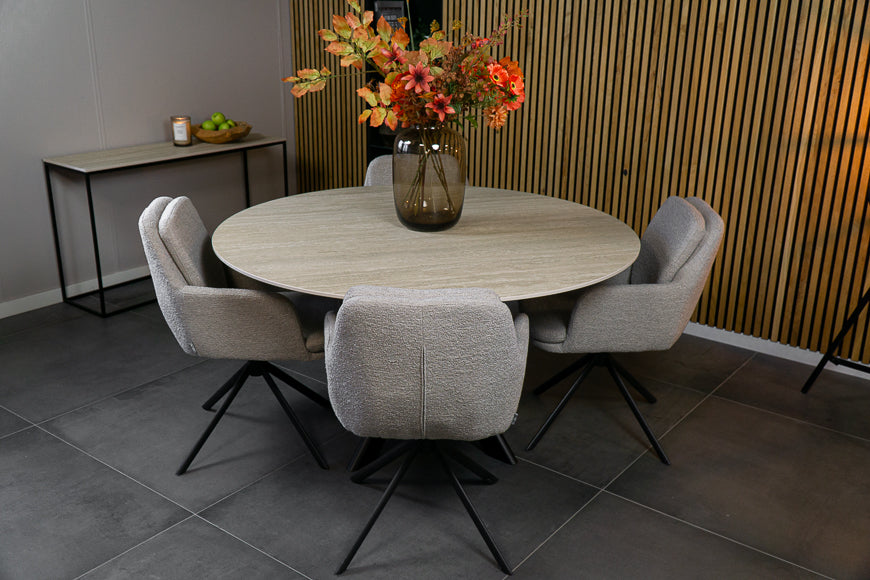 Eettafel Rond Travertino Matrix