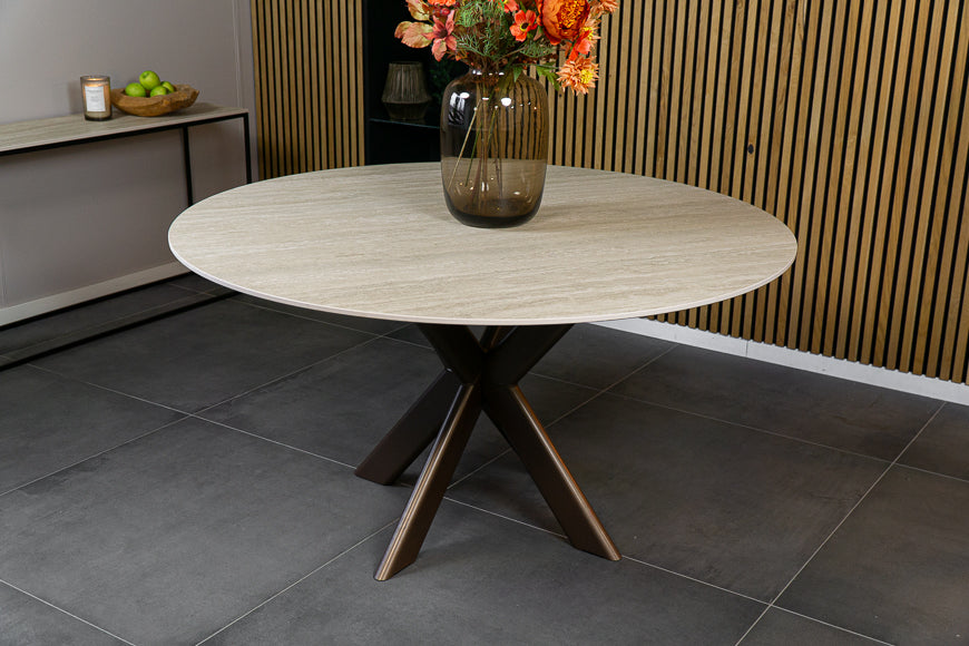 Eettafel Rond Travertino Matrix
